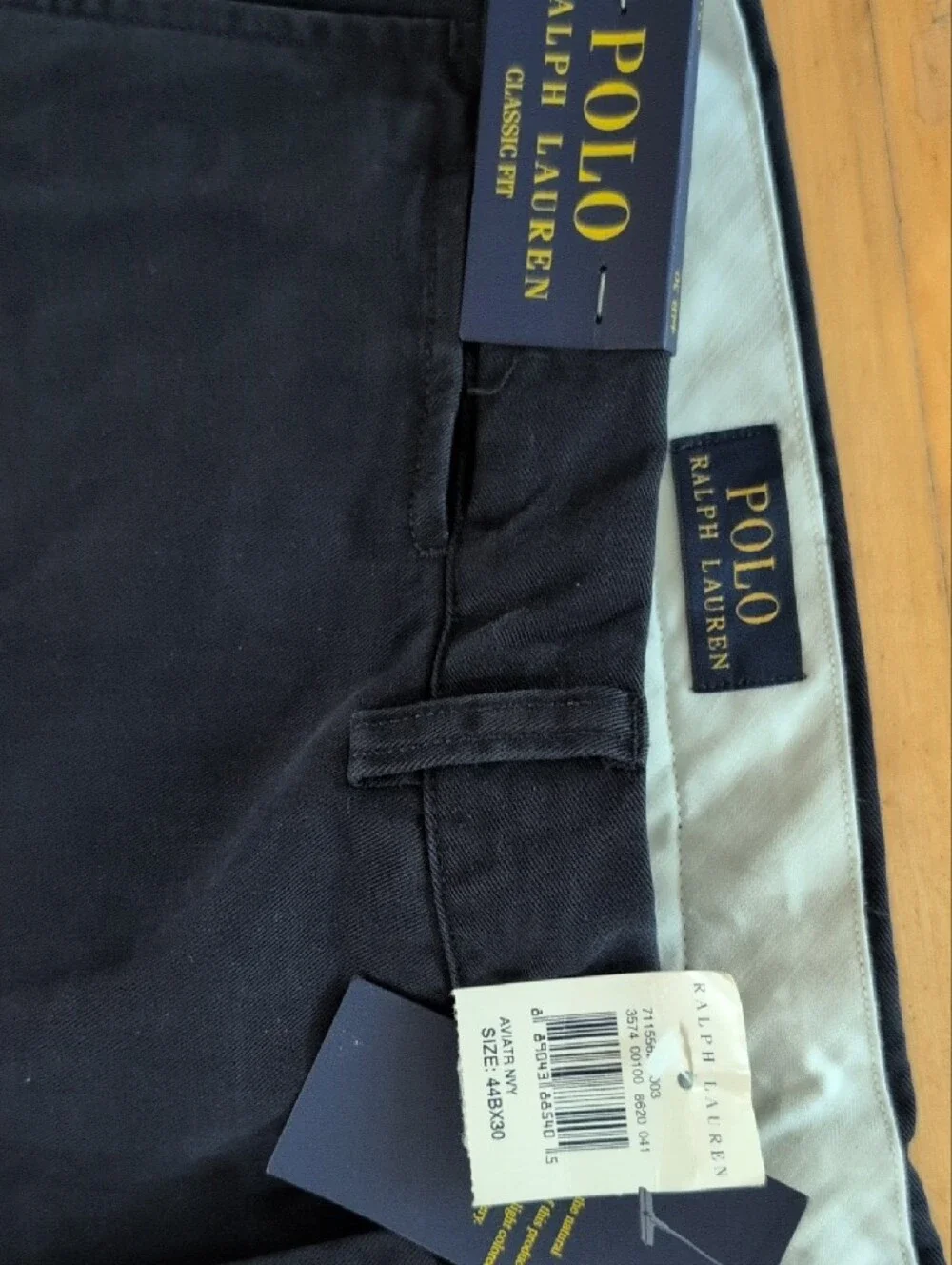 NWT Polo by Ralph Lauren Men's Navy Chino Pants 44Bx30